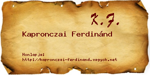 Kapronczai Ferdinánd névjegykártya