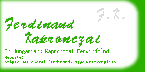 ferdinand kapronczai business card